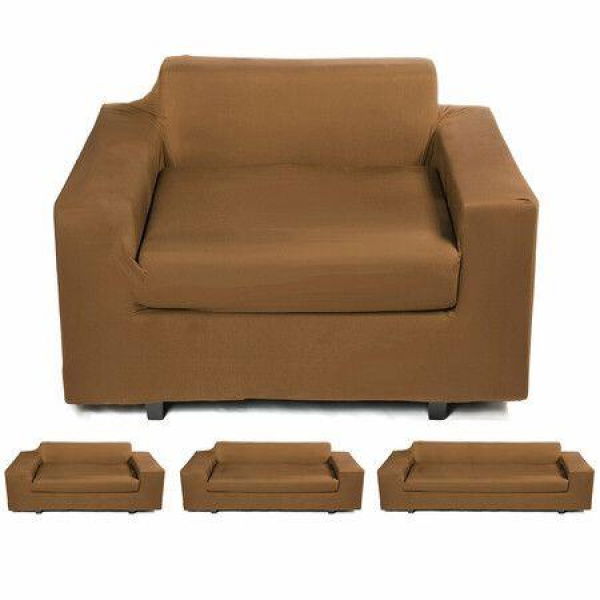 1 Seater Elastic Sofa Cover Universal Chair Seat Protector Couch Case Stretch Slipcover Home Office Furniture Decorations Light Brown