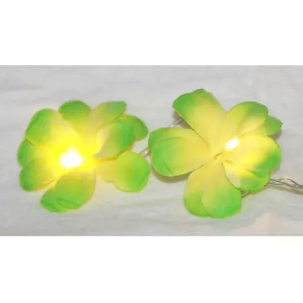 1 Set of 20 LED Green Frangipani Flower Battery String Lights Christmas Gift Home Wedding Party Decoration Outdoor Table Garland Wreath