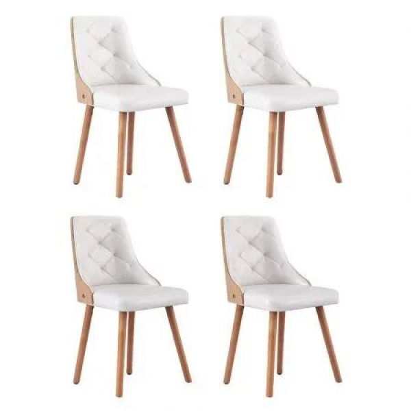 1 Set of 4 Artiss Dining Chairs White PU
