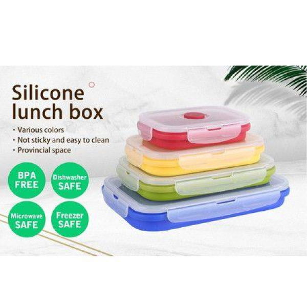 1 Set Of 4 Pcs 1200ml/800ml/500ml/350ml Silicone Boxes For Kitchen. Microwave And Freezer Safe.