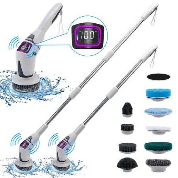 10 in 1 Electric Spin Scrubber with 10 Replaceable Brushes Spin Brush for Cleaning Upgraded Battery Electric Scrubber Shower Scrubber with Long Han