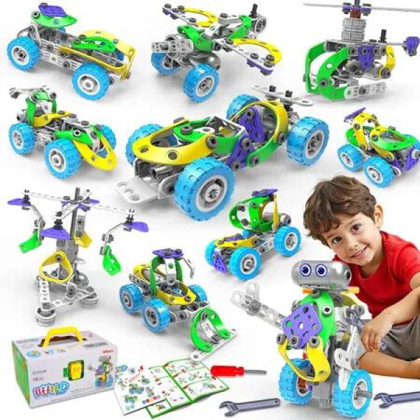 10 in 1 Electric STEM Toys Birthday Gifts Educational Building Toys for Kids Ages 3+ Stem Activities Construction Toy