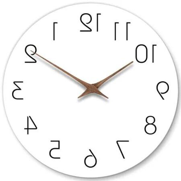 10' Modern Wooden Silent Wall Clock - Battery Operated, Perfect for Home, Office, and Kitchen Decor (White)