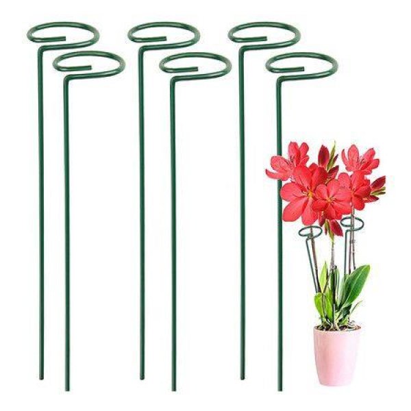 10 Pack 16-Inch Plant Support Stakes Metal Garden Single Stem Cage Support Ring For Amaryllis Peony Orchid Rose Tomato Plants