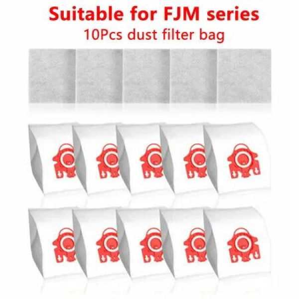 10-Pack 3D Efficiency Dust Filter Bags Replacement Compatible with Miele Canister Vacuum Cleaners (FJM, Compact C2, S241-256i, S290, S300i, S578, S700, S4, S6 Series)