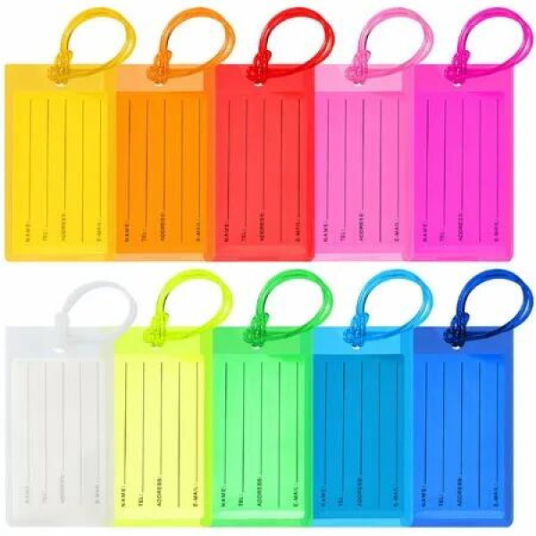 10 Pack Luggage Tags For Suitcases,Airplane Travel Essentials International Vacation Must Haves,Name Tags For Home Office Accessories And Travel Gift Ideas