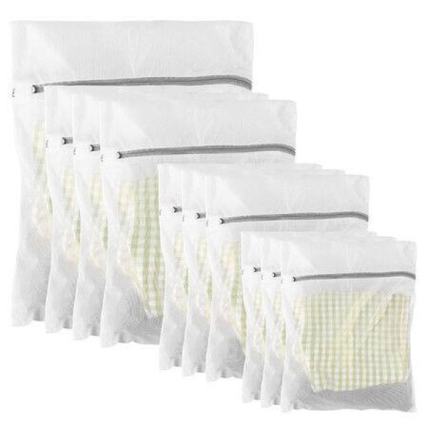 10 Pack Mesh Laundry Bags Non Rust Zipper White Mesh Wash Bags Easy Fit Bra Sock Lingerie Sneaker Baby Laundry Washing Machine Travel Storage