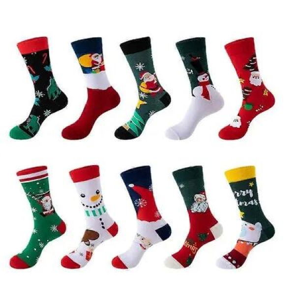 10 Pairs of Christmas Socks, Christmas Gifts,Colorful and Cute Cotton Christmas Socks