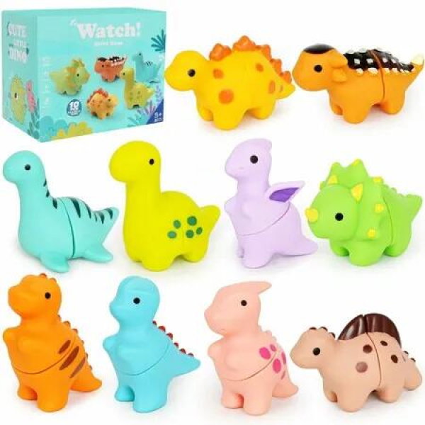 10 Pcs Dinos Matching Toys,Montessori Fine Motor Learning Game,Preschool Educational Sensory Play for Kids Boys Girls Ages 3+