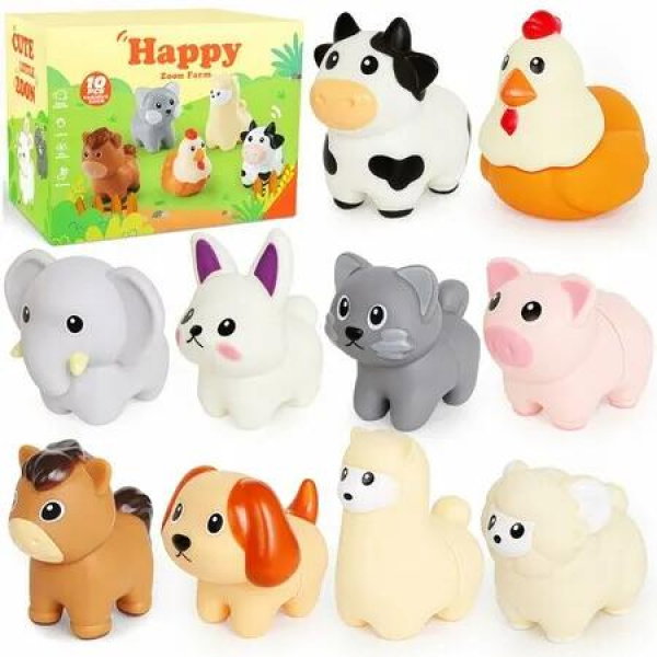 10 Pcs Farm Animal Matching Toys, Montessori Fine Motor Educational Game, Preschool Sensory Learning Play Set for Boys Girls Ages 3+