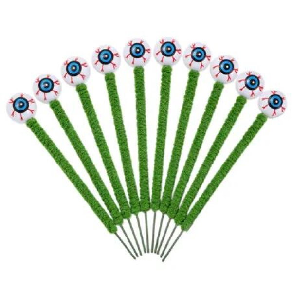 10 Pcs Halloween Eyeball Picks 35cm Floral Branch Stems Green Decoration Props Home Office Party Indoor Gifts