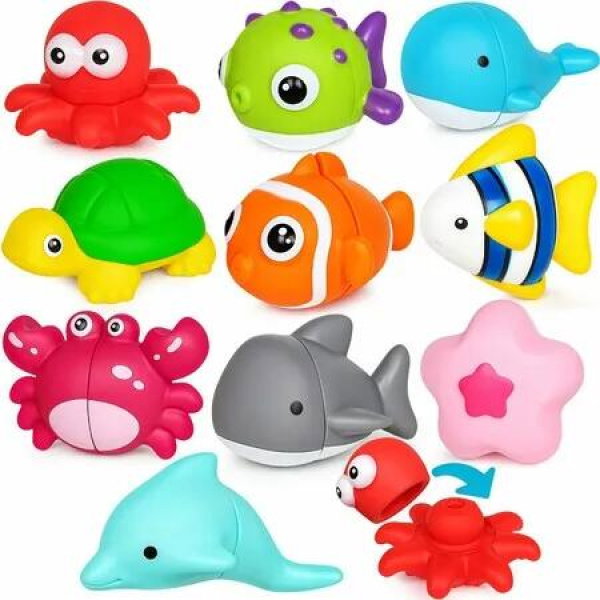 10 Pcs Ocean Animal Matching Toys, Montessori Fine Motor Sorting Game, Sensory Marine Animal Play Set for Boys Girls Ages 3+, Holiday Birthday Gift