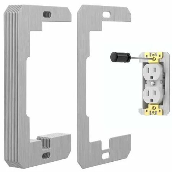 10 Pcs Wall Plate Spacer, Metal Flush Fit Outlet Leveling Plates, Electrical Outlet Spacers for Repair Recessed Loose Outlets & Switches
