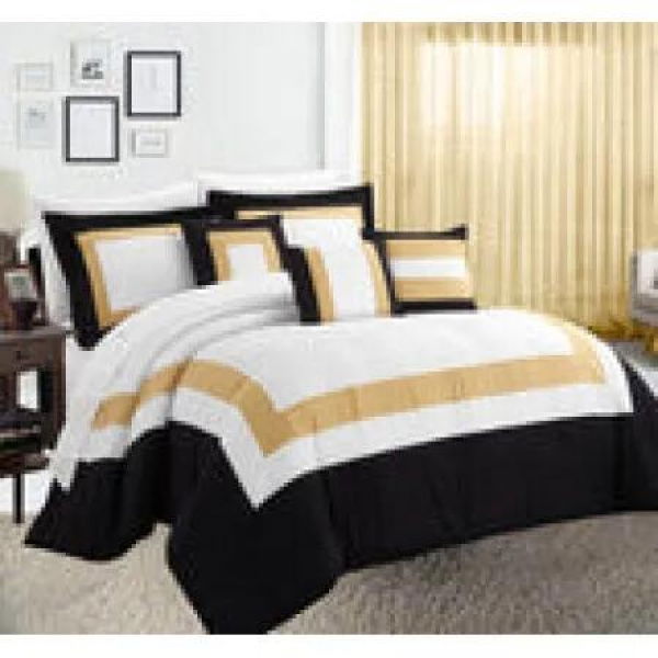10 piece comforter and sheets set queen gold