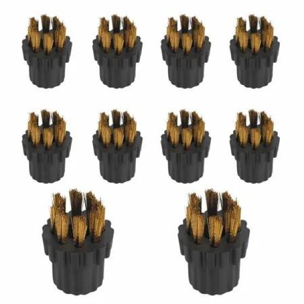 10 Piece Steam Cleaner Brush Head Set Copper Bristle Replacement Brushes For Tiles Grout Corners Windows And Sinks