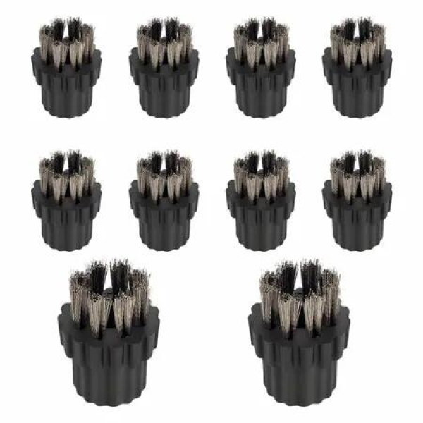10 Piece Steam Cleaner Brush Head Set Stainless Steel Bristle Replacement Brushes For Tiles Grout Corners Windows And Sinks