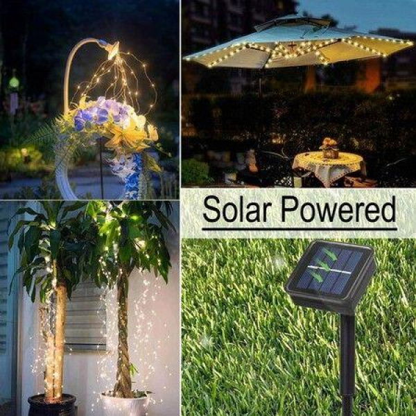 10 Strand 2m 200 LEDs Watering Can Light Waterproof Solar Powered Waterfall Lights Warm White Firefly Bunch Lights