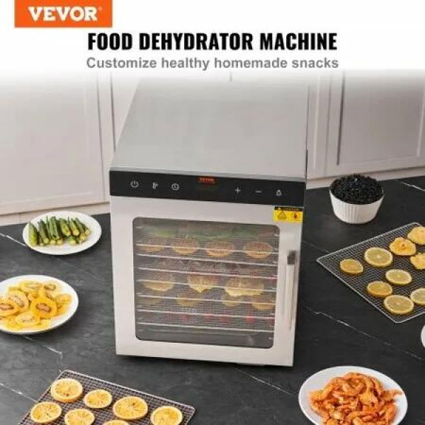 10 Trays Food Dehydrator Machine Stainless Steel 800W Jerky Fruit Drying