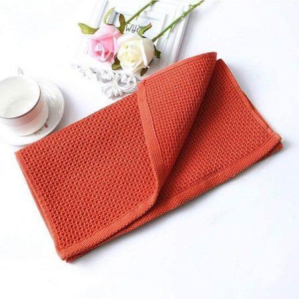 100% Cotton Waffle Weave Kitchen Dish Towels Ultra Soft Absorbent Quick Drying Cleaning Towel 13x28 Inches 4-Pack Brick Red.