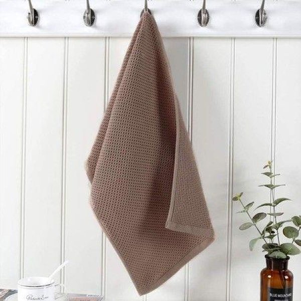 100% Cotton Waffle Weave Kitchen Dish Towels. Ultra Soft Absorbent Quick Drying Cleaning Towel. 13x28 Inches. 4-Pack. Brown.