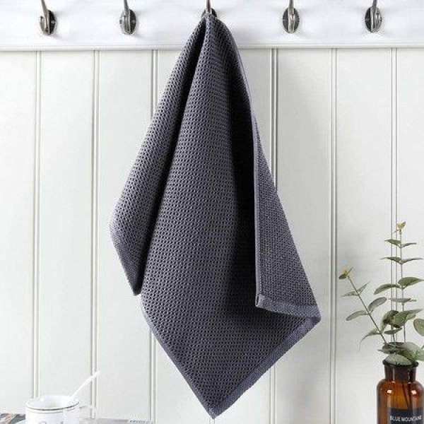 100% Cotton Waffle Weave Kitchen Dish Towels. Ultra Soft Absorbent Quick Drying Cleaning Towel. 13x28 Inches. 4-Pack. Dark Grey.