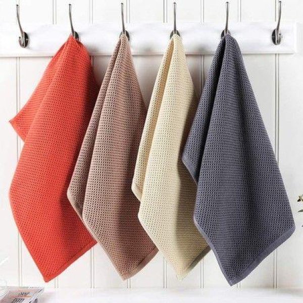 100% Cotton Waffle Weave Kitchen Dish Towels. Ultra Soft Absorbent Quick Drying Cleaning Towel. 13x28 Inches. 4-Pack Mixed Color.