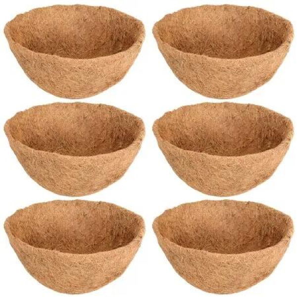 100% Natural Coconut Fiber Round Hanging Basket Liners for Flowers and Vegetables(6 Pack 12 Inch)