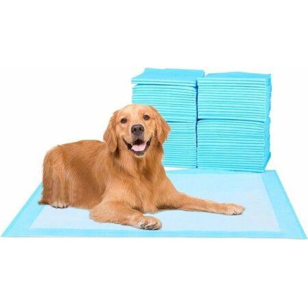 100 pack 33*45cm, Basics Dog and Puppy Pee Pads with Leak-Proof Quick-Dry Design for Potty Training, Standard Absorbency, Regular Size,Blue & White
