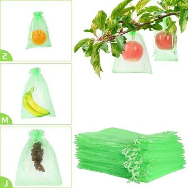 100-Pack 6x8 Inch Fruit Protection Bags/Mesh Cover/Netting Barrier for Plant Fruit Flower