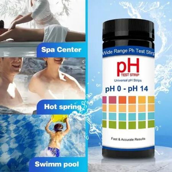 100-Pack Universal pH Test Strips with 0-14 Full Range, Accurate and Quick pH Testing for MUrine,Saliva,Drinking Water,Labs,Aquariums,Gyms,Pools