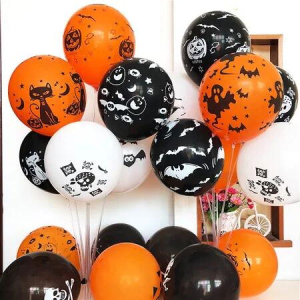 100 PCS Halloween Balloon Mixed Pattern Halloween Decoration Ideal For Halloween Ghost Festival And Other Spooky Events