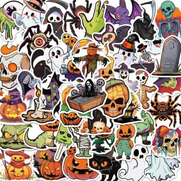 100 PCS Halloween Stickers,Halloween Party Favors,Non Repeating Vinyl Waterproof Halloween Stickers,Kids Halloween Games Treats Classroom Crafts Gifts Party Supplies,Halloween Decorations