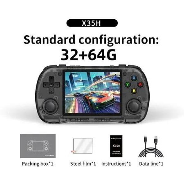10000+ Games Retro Video Handheld Game Console with 3.5-inch 4:3 IPS Screen,OS Linux System,32+64G Color Black
