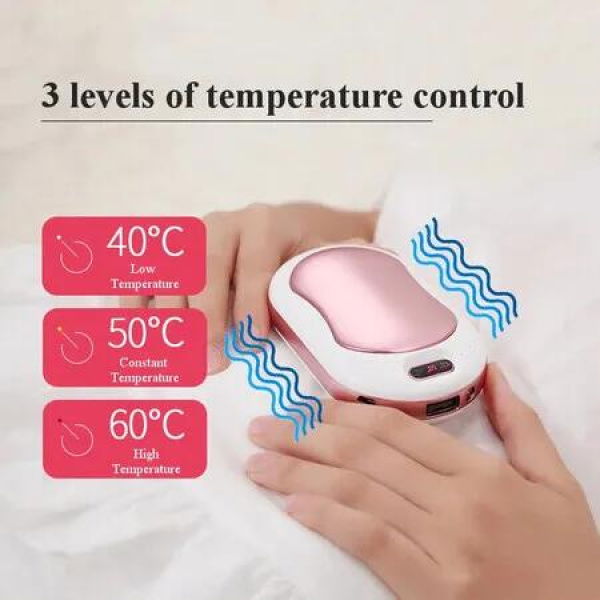 10000mAh Rechargeable Hand Warmer with Quick Charge and 3 Heat Levels - Portable Power Bank for Outdoor Activities (Rose Pink)