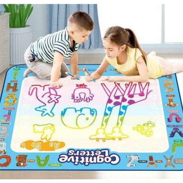 100*80 Large Water Doodle Mat,Mess Free Water Drawing Mat with Neon Colors, Toddler Water Painting Board Educational Toysï¼ŒBirthday Christmas Gift