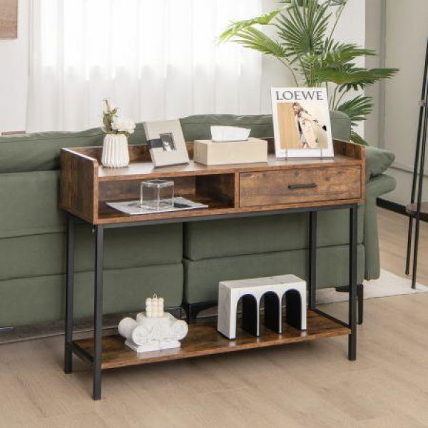 100cm Long Console Table With Drawer & Anti-tipping Kit For Small Space.