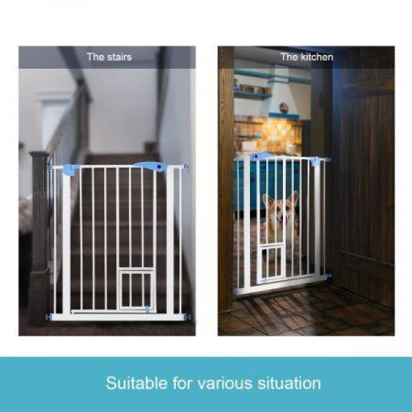 100cm Tall 80-90cm Width Double Lock Pet Child Safety Gate Barrier Fence With Cat Door.