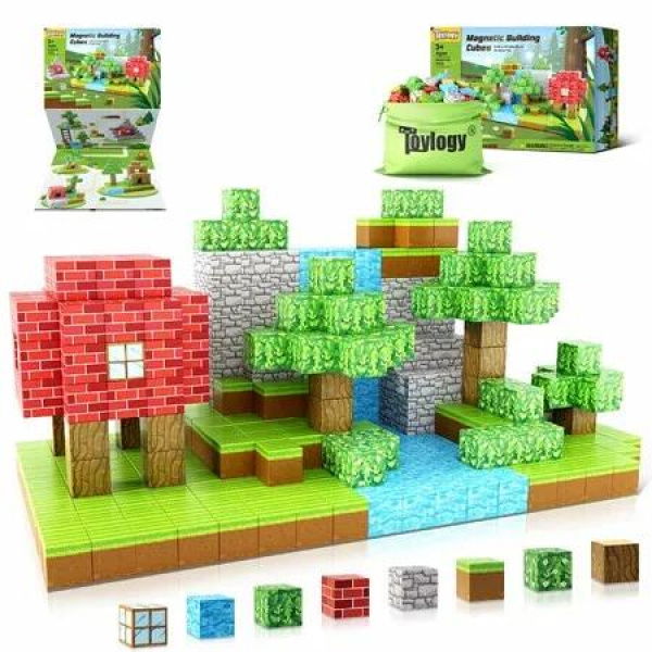 100pcs Magnetic Blocks-Build Mine World STEM Sensory Classroom Must Haves Construction Toys Birthday Chirstmas Gifts