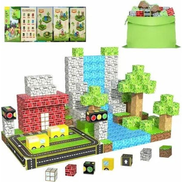 100PCS Magnetic Mine World Building Blocks for Kids Ages 4 to 8, STEM Sensory Toys