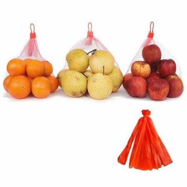 100 Pcs Reusable Mesh Nylon Netting With Loop-Style Closures 24-inch Red Reusable Nylon Mesh Net Produce Grocery Toys Fruits Vegetables Storage Poly Bags Seafood Bag (24 Inches Red)
