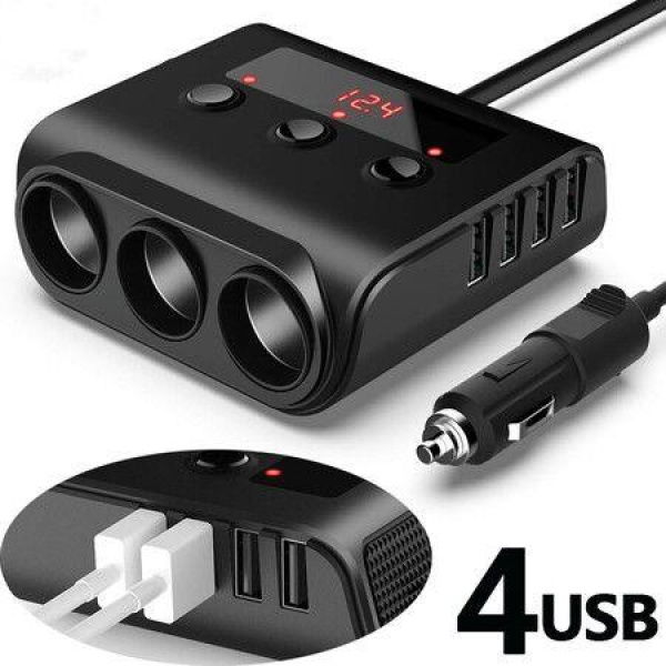 100W USB Car Charger Cigarete Lighter Spliter Socket 3.1A Suitable for 12V-24V Vehicle Auto Charge Filtter Electric Plug Adapter