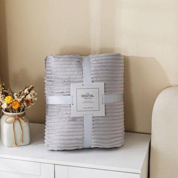 100X150CM Fleece Blanket Lightweight Pearl Grey Soft Plush Fluffy Couch Bed Sofa Air CON