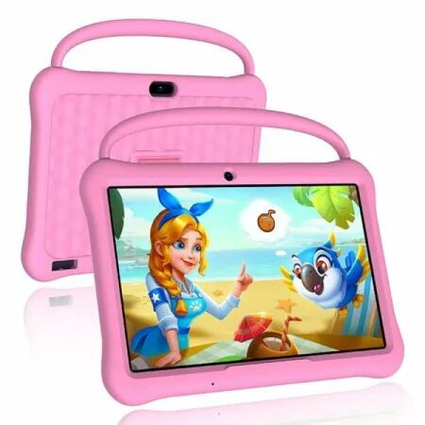 10.1 inch Android 13 Tablet for Kids with 4GB RAM 64GB ROM, 6000mAh, Bluetooth,WiFi,Parental Control,Dual Camera, App Pre-Installed(Pink)