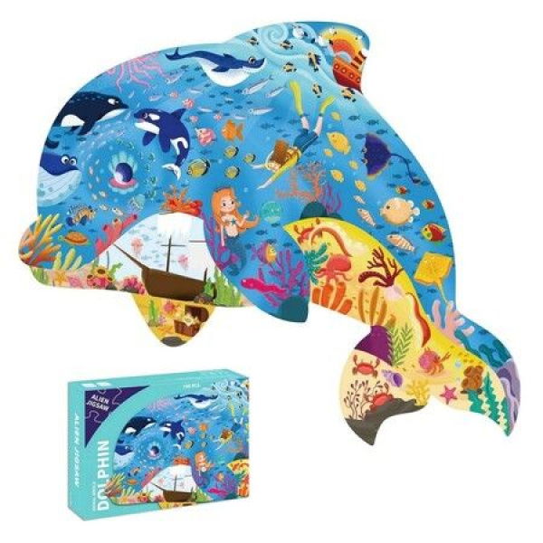 108 Pcs Jigsaw Puzzles Colorful Fun Animal Shaped Puzzle Learning Educational Toys Gifts Games For Age 3+ (Dolphin)
