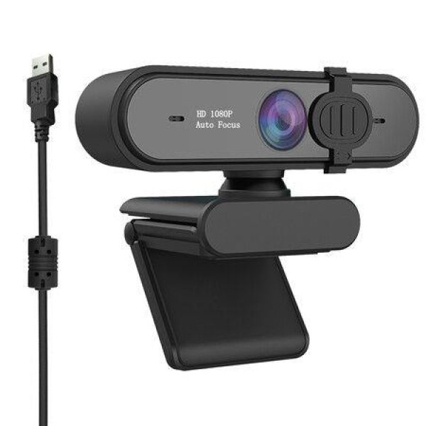 1080p 60fps Webcam With Software Control Dual Microphone & Cover Autofocus HD USB Computer Web Camera For OBS/gaming/Zoom/Skype/FaceTime/Teams/Twitch.