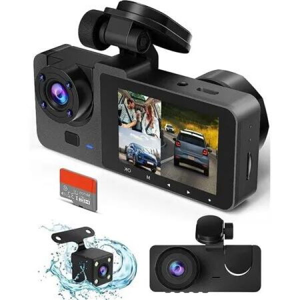 1080P Cars Dash Camera with Night Vision, Free 32GB SD Card, a2.0In IPS Screen, 170 Degree Wide Angle,WDR,24H Parking Mode,Loop Recording