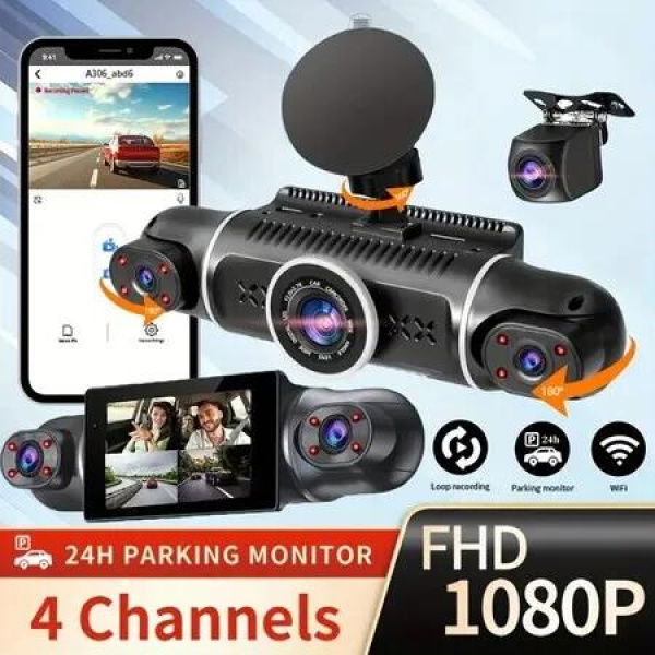 1080P Dash Camera 4 Channels 4 Lens FHD Vehicle Models with 360 Degree Font Left Right Rear Camera With WIFI Support Parking Monitor Night Version-1 Pack