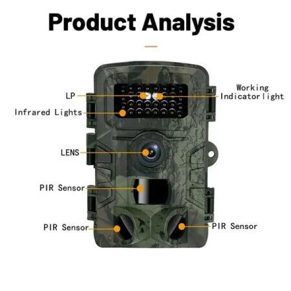 1080P Day & Night Trail Camera with Powerful night vision illumination for clear images in low light, IP54 Waterproof perfect for Wildlife and Outdoor Adventures