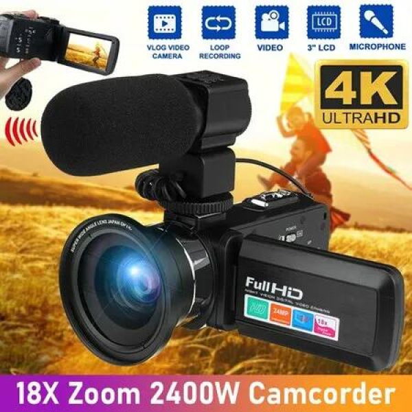 1080P Digital Camcorder, 4MP Digital Video Camera with 270Â° Rotating LCD,18x Digital Zoom,Night Vision