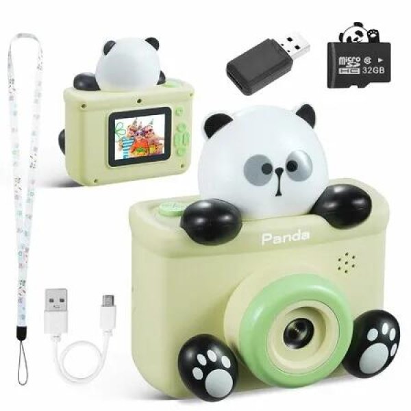 1080P HD Dual Selfie Portable Digital Video Camera Rechargeable with 32GB SD Card and Card Reader for Kids Toys